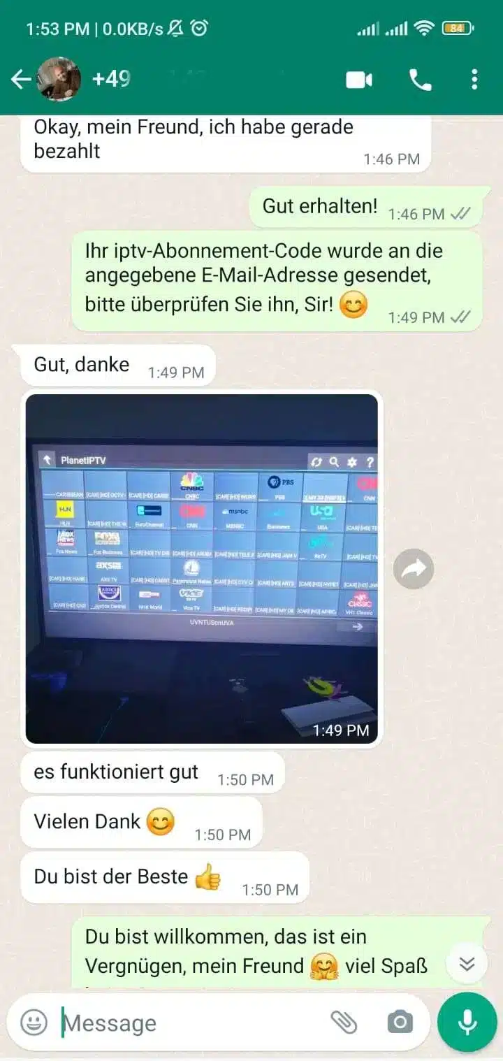 WhatsApp-Kundenfeedback zur erfolgreichen Einrichtung